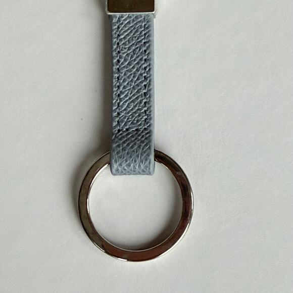 BVLGARI Bulgari Timeless Gray Calf Leather Silver Keychain Keyhold Strap Gift - Picture 9 of 12